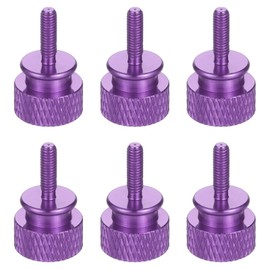 sourcing map 6Pcs M3x10 Aluminum Thumb Screws, 12x20mm(ODxH) Computer Case Thumb Screws for PC Side Panel Motherboard Mounting Screw, Purple