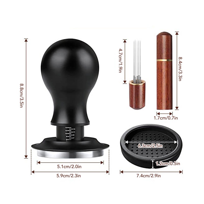 Coffee Tamper Stirrer Set Stainless Steel Base with Scale Spring