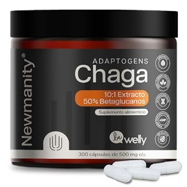 Chaga en Ultra Concentrado 1,000 mg por Dosis - 300 Capsulas - Extracto 10:1 Vegano Orgánico 100% Natural Adaptógeno Antioxidante con 50% Beta Glucanos Suplemento Sin Gluten para Energía