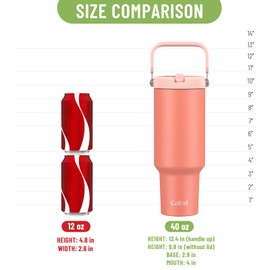 Cafezi 40 oz Insulated Tumbler with Top Handle and Flip Straw, Vacuum Insulated Stainless Steel Cup with Leak-Proof Lid, Sweat-Free, Fits Cup Holder, Keeps Ice Cold up to 30 Hours