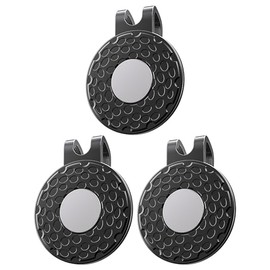 GreenHaven 3 Pack Golf Hat Clips Magnetic Golf Ball Marker Holders for Golf Hats Caps Pants Gloves Bags Visors Belts Patterned Alloy Clips for Metal Golf Ball Markers (Ball Marker Not Included), Black