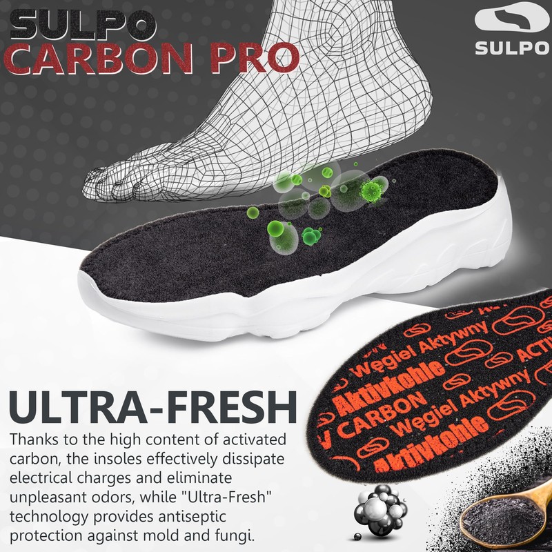 SULPO Insoles for Sweat Feet - Antibacterial Ultra Fresh Insoles
