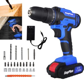 Cordless Drill with Battery and Charger Electric Drill with 2 Variable Speed LED and 26pcs Drill Bits Power Tools Set Cordless Drill kit 3/8 inches Keyless Chuck Blue