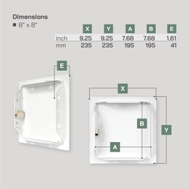 Vent Systems 8'' x 8'' Inch White Metal Access Panel with Click Function - Easy Access Doors - Access Panel for Drywall Wall Ceiling - Electrical Plumbing Service Door - Crawl Space Doors