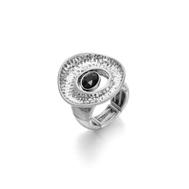 Ouran Size Adjustable Rings for Women,Silver Plated Vintage Statement Ring with Shining Crystal Eternity Wedding, Promise, Engagement Rings Gift for Friends