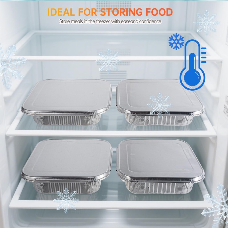 Ezsart 8x8 Aluminum Pans with Lids - 20 Pack Disposable