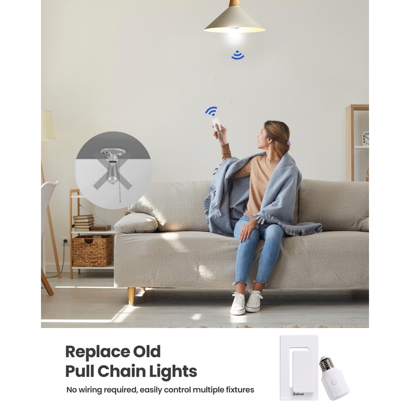 Zoiinet 500W Remote Control Light Bulb Socket, Wireless Light Switch
