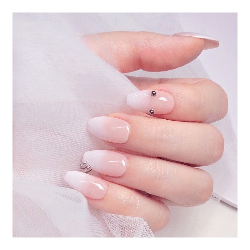White Gothic Ombre Handmade Nail Tips - Short Coffin /