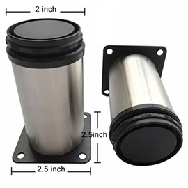 HEVERP (4-Pack) Furniture Cabinet Metal Legs 4 Inch Kitchen Adjustable Stainless Steel Feet Round (10CM)