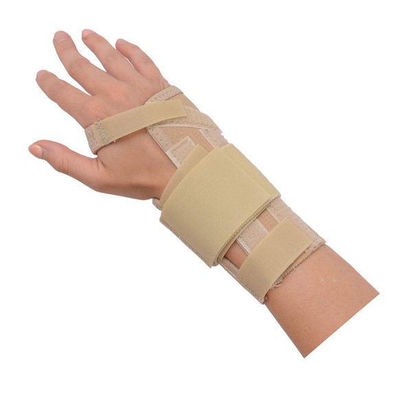Rolyan AlignRite Wrist Support with Strap, Short Length, Left, Extra-Small, Padded Comfort Stabilization and Support for Restricting Wrist Movement, Ergonomic Open Thumb and Finger for Range of Motion