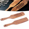 2pcs Slotted Turner Spatula Simple Wooden Spatula with Long Handlefor