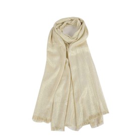 Needs & Wants® Women Scarf Shimmer ShinyViscose Hijab Fringe Shawls Wrap Bufandas Plain Color (Shimmer Viscose Hijab, CREAM)