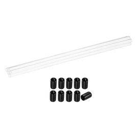sourcing map 5Pcs Clear Rigid Acrylic Pipe, 5mm(0.2") ID x 8mm(0.31") OD 12" Round Polycarbonate Tube Plastic Tubing with Rubber Caps for Plumbing, Lighting, Aquarium, DIY Projects