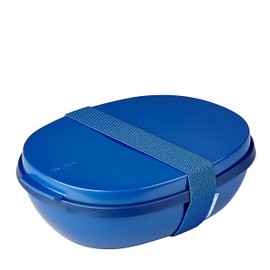 Mepal, Ellipse Duo Lunch Box, Meal Prep Box for Adults & Salad Box to Take Away, Lunch Box for a Healthy Lunch, Ideal for Sandwiches & Salads, 825 ml + 600 ml, Vivid Blue