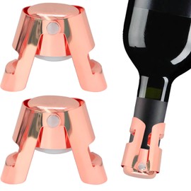 vibedor 2 PCS Champagne Stopper with Stainless Steel, Sparkling Wine Stopper Champagne Saver with Food Grade Silicone Leak Proof for Champagne, Prosecco and Cava(Rose Gold)