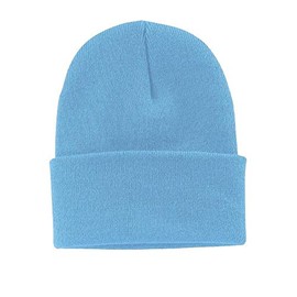 Fine Knit Watch Cap Beanie, Winter Hat, 100% Acrylic, Made in USA, One Size (1, Sky Blue)