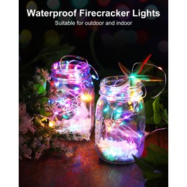 Fairy Lights Battery Operated, Twinkle String Lights Waterproof Silver Wire 5 Feet 60 Led Firecracker Starry Lights for DIY Wreath Home Wedding Party Bedroom Mason Jar Holiday Christmas, Multicolor