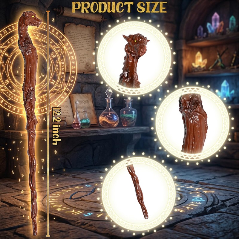 Rileryan Magic Wizard Wand Dragon Head Shape Magic Wand for