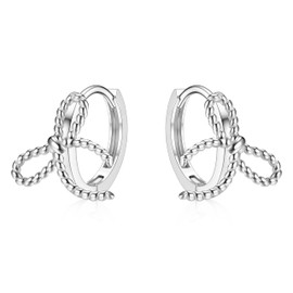 KRFY Silver Earrings for Women 925 Silver Hoop Earrings Hypoallergenic 925 Sterling Silver Heart Bow Huggie Hoop Earrings Small Delicate Gold Silver Hoop Earrings for Women Girls, Sterling Silver