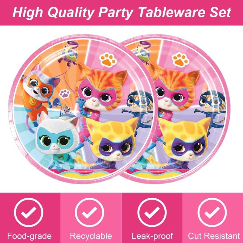 Super Kitties Birthday Party Tableware Set for 10 People -
