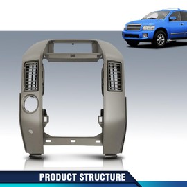 PIT66 Front Center Dash Radio Vent Bezel Trim Compatible with Infiniti QX56 2004-2007 Gray