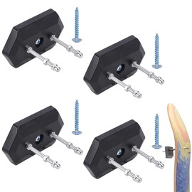 FINGERINSPIRE 4 Sets Skateboard Wall Mount Plastic Skateboard Storage Hanger with Hardware Snowboard Wall Mount Display Black Wall Mount Holder Rack Hanger for Skateboard Snowboard Scooter Longboard