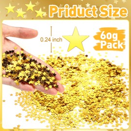 Hestya 60g Star Confetti Glitter Table Confetti Metallic Foil Stars for Party Wedding Festival Decorations (Gold,6mm)