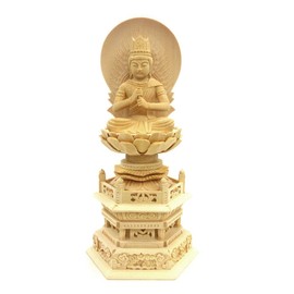 Kurita Buddha Statue Brand Nyorai 5644 Dainichi Nyorai (Kongokai) Seated Statue, Cypress Wooden Luxury Wood Carving, Nichirin Light Back, Hexagonal Stand, 2.5 inches (2.5 cm)