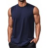 EKLENTSON Tank Top for Men UPF 50+ Moisture Wicking Cooling Muscle Gym Workout Tanks Athletic SPF Tees Swim Beach Navy L