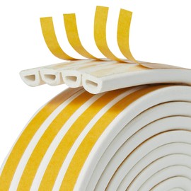 QDiShi White D-Shape Weather Stripping Seal Strip 33FT Door Window Gap Filler for Insulation Dustproof & Energy Saving,Self-Adhesive Backing Seals Gap from 5/32 to 13/64 Inch