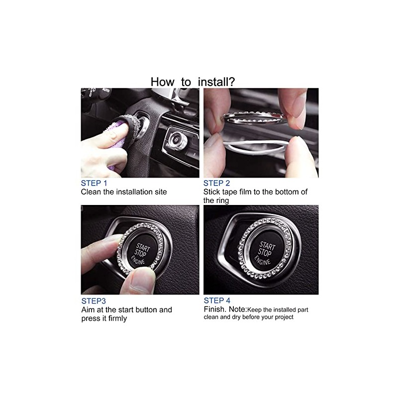 UPGRADE 2 PCS Bling Car Crystal Rhinestone Ring Car Decor