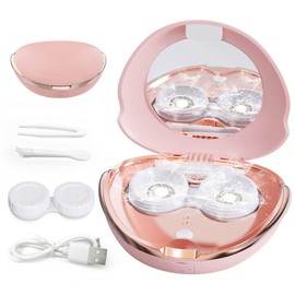 Contact Lens Cleaner Machine, Ultrasonic Portable Contact Lens Cleaner with USB Charger, Small 56kHz High Frequency Vibrate, for Soft Lens, Colored Contact Lens, Hard Lens, RGP Lens (Pink)