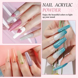 PEACECOLOR Acrylic Nail Kit,Gel Nail Kit with 15 Colors Acrylic Powder and Nail Lamp,Base Top Coat,Acrylic Nail Kits Full Set for Beginners,Nail Acrylic Set Gift for Women