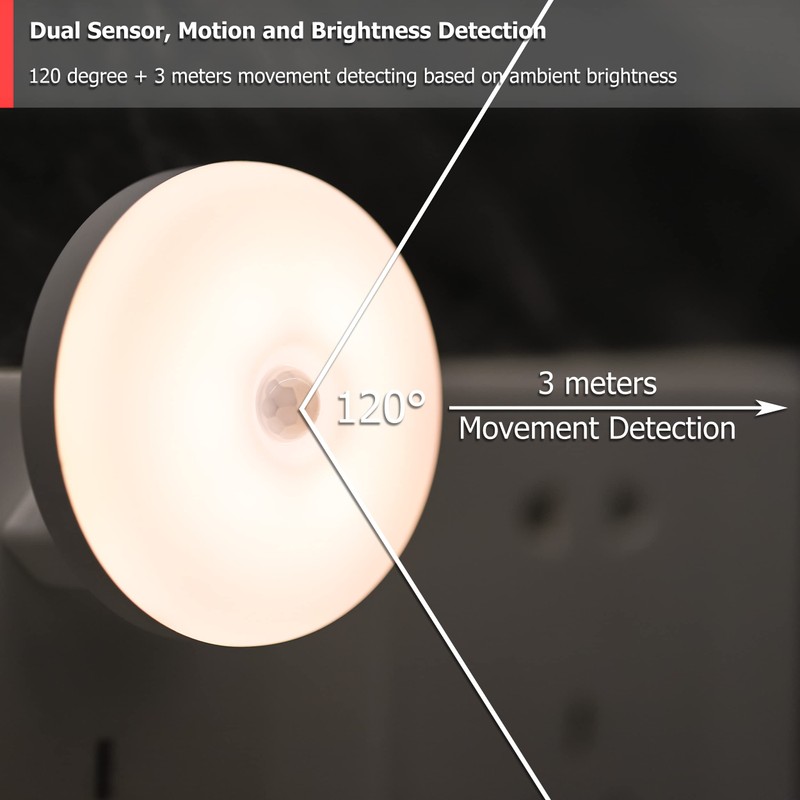 myCozyLite Night Light Socket Motion Sensor LED Night Light Warm