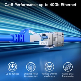 Cable Matters [UL Listed] 5-Pack 40Gbps Shielded RJ45 Cat 8, Cat8 Keystone Jack for Patch Panel, Wall Plate