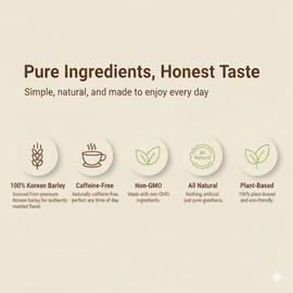 Damtuh Korean Barley Tea – Roasted Boricha Mugicha, Nutty Herbal Tea, Caffeine-Free, 50 Tea Bags (1.5g each)