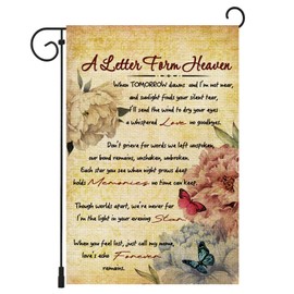 A Letter Form Heaven Garden Flag Funeral Memorial Decorations Funeral Memorial Flags for Cemetery 12x18 inch Double Side