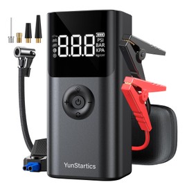 Jump Starter with Air Compressor, 4000A Car Battery Jump Starter 150PSI Portable Air Inflator Jump Box, Car Battery Booster with Smart Jumper Cables, LED Emergency Lighting and LCD Display