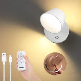 Wall Lights, Up&Down Lights Designed Wall Sconces,Wall Mounted Lamps 350° Rotation with Remote,3 Colors & Dimmable, Rechargeable Battery Operated Wall Lights,Led Wall Lights for Bedroom,Reading
