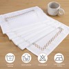 BAZIOE Modern Table Runner White Linen Table Runner Washable Openwork
