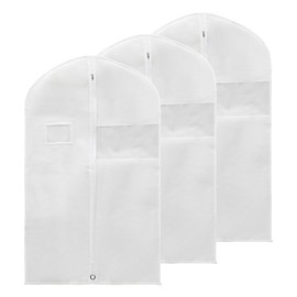 PATIKIL 60" Garment Bag, 3 Pack Breathable Suit Bag for Storage Hanging Clothes Dustproof Garment Covers for Suits Coats Dresses, White