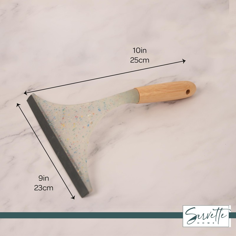 Household Squeegee with Wood or Bamboo Handle, Streak-Free Surface Cleaner,