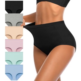 OLIKEME Womens High Waisted Underwear Cotton Full Coverage Brief Post C Section Underwear Ladies Soft No Show Panties Pack