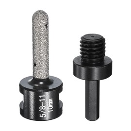 sourcing map 2pcs Diamond Finger Bit 10mm Dia 5/8"-11 Thread Round Dry Core Diamond Chamfer Bit with Conversion for Enlarging Shaping Milling Existing Holes on Marble Countertop, Black