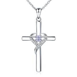 AmorAime 925 Sterling Silver Cross Necklaces for Women Heart Necklaces for Festival, Vacation or Holiday