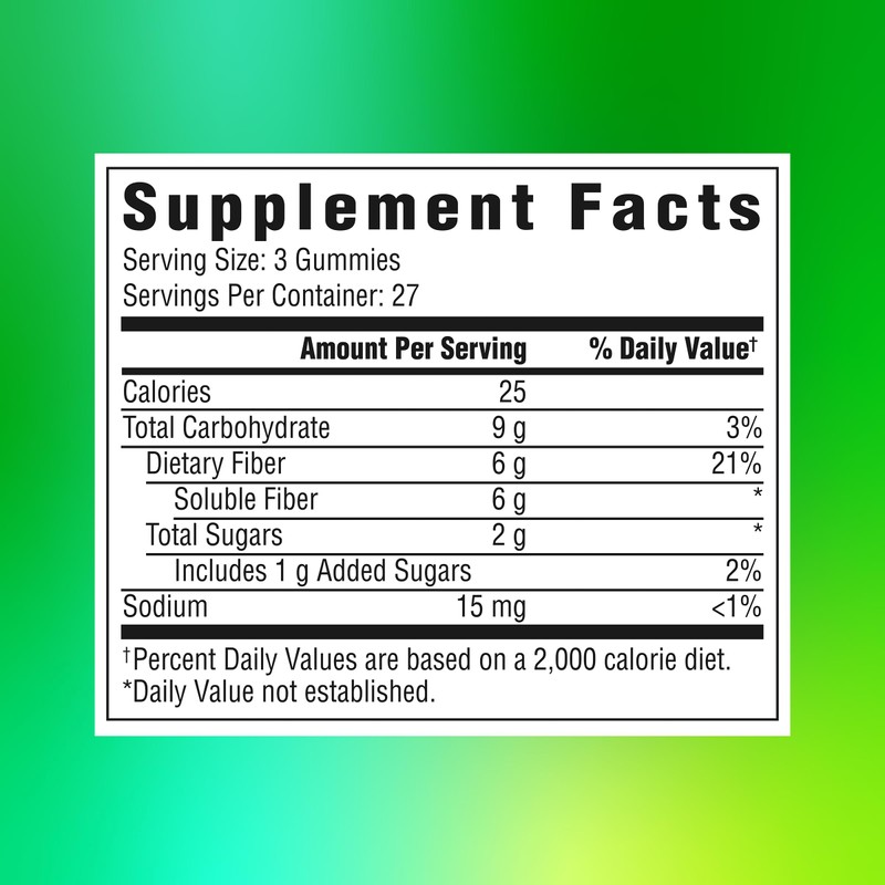Benefiber Prebiotic Fiber Supplement Gummies for Digestive Health, Assorted Fruit