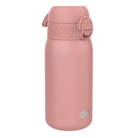 Ion8 Kids Water Bottle, Steel 400 ml/13 oz, Leak Proof, Easy to Open, Secure Lock, Dishwasher Safe, Flip Cover, Carry Handle, Easy Clean, Durable, Metal Water Bottle, Carbon Neutral, Ash Rose Pink