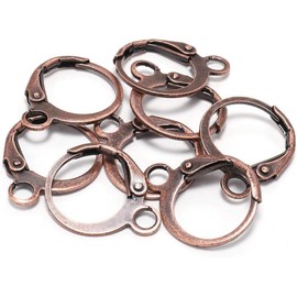 20 ganci per orecchini in rame, 14 × 12 mm, in rame rosso, rotondi, a leva francese, per progetti fai da te, creazione di gioielli, risultati di gioielli