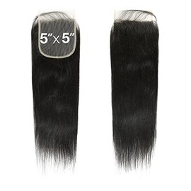 Wig Nation Remy Human Hair 5X5 HD Lace Closure Straight (10"-18") ([12"], NATURAL)