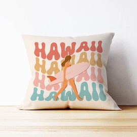Mancheng-zi Beach Throw Pillows, Beach Pillows Decorative Throw Pillows,Beach Pillow Covers, Hawaii Pillow,20 x 20 Inch Beach Throw Pillows, Beachy Room Decor for Teen Girls, Beach Themed Pillows